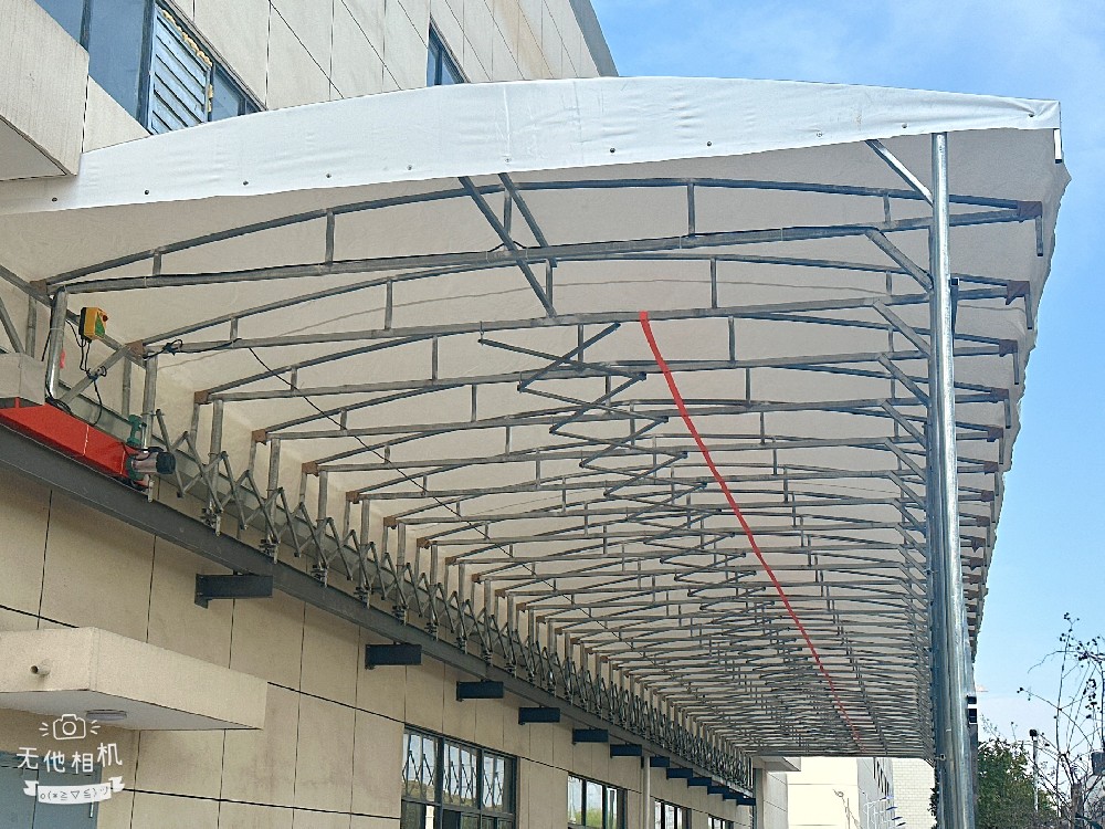 推拉棚(péng) 廠房過道連廊大跨度懸空電動伸縮雨棚(péng) 一件開合(hé)可定製 防違(wéi)建